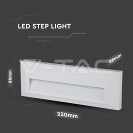 SEGNAPASSO RETTANGOLARE V-TAC VT-1162 PUNTO LUCE LED SMD 3W  A PARETE IP65 BIANCO - SKU-211326