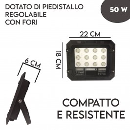 FARO LUCE LED CON PANNELLO SOLARE 50W 100W 200W 300W SENSORE CREPUSCOLARE IP66