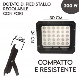 FARO LUCE LED CON PANNELLO SOLARE 50W 100W 200W 300W SENSORE CREPUSCOLARE IP66