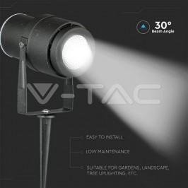 V-TAC VT-857 FARETTO LED COB DA GIARDINO 12W 720 lm CON PICCHETTO COLORE NERO IP65 SKU 217544 217545