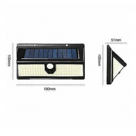 FARETTO SOLARE ESTERNO 190LED LUCE EMERGENZA SENSORE MOVIMENTO CREPUSCOLARE IP65