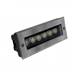 Segnapasso Led 6W Argento da incasso a parete 220v Rettangolare IP65