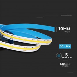 VT-COB-512 STRISCIA LED FLESSIBILE 65W COB MONOCOLORE 24V CRI≥90 - BOBINA DA 5 METRI