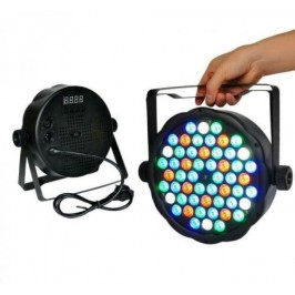 FARO PAR RGB 54 LED ALTA LUMINOSITA DMX 512 STROBO WASH PROGRAMMABILE DISCOTECA