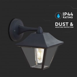 V-TAC VT-843 Lampada LED da Muro a Lanterna in Vetro con Portalampada E27 Colore Nero Opaco IP44 - SKU 8686