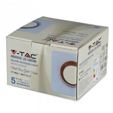 V-TAC VT-862-CHW Portafaretto LED da Incasso Quadrato GU10 e GU5.3 (MR16) Corpo in Gesso Bianco con e Metallo Cromato - SKU 3119