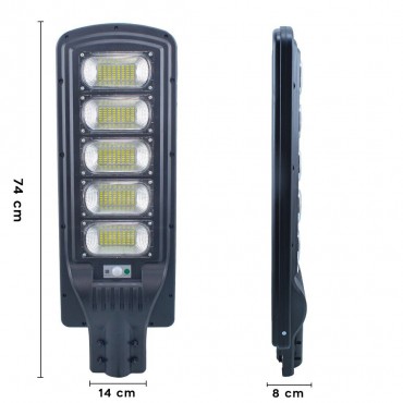 LAMPIONE LED CON PANNELLO SOLARE CREPUSCOLARE 250W LUCE FREDDA IP65 +TELECOMANDO