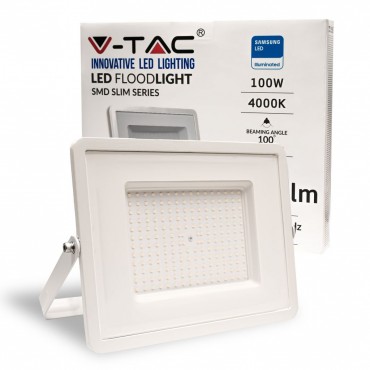 V-TAC PRO VT-100 FARO LED FLOODLIGHT 100W SMD SLIM IP65 CHIP SAMSUNG BIANCO