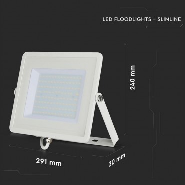 V-TAC PRO VT-100 FARO LED FLOODLIGHT 100W SMD SLIM IP65 CHIP SAMSUNG BIANCO