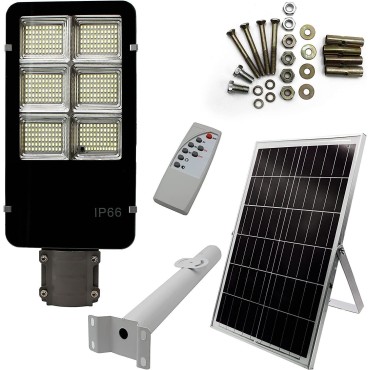 lampione solare Stradale LED 400W COMPLETO DI STAFFA LUCE CREPUSCOLARE IP66