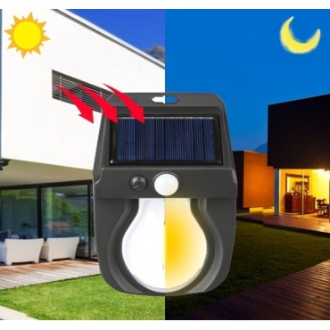 Faretto solare lampada applique 1W da esterno sensore movimento luce calda 600LM CL-118