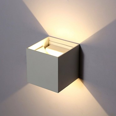 Lampada 12w COB LED Cubo GRIGIO Applique Parete 220V Luce Biemissione 1200lm Regolabile IP65