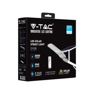 V-TAC VT-ST 303 FARO STRADALE LED CHIP SAMSUNG CON PANNELLO SOLARE 50W - SKU 20341