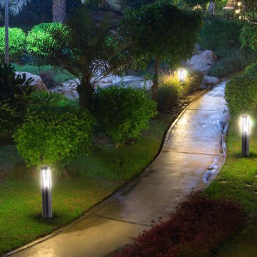 Piantana LED da Giardino 45cm di angolo  con Portalampada E27 Vetro FumE Colore Nero IP44 V-TAC