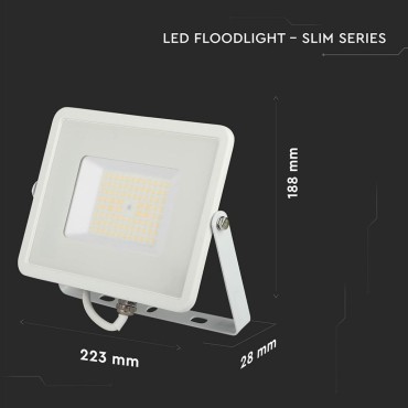 V-TAC PRO Faro LED SMD Chip Samsung 50W 120LM/W Colore Bianco 4000K IP65 SKU 762 VT-56-W