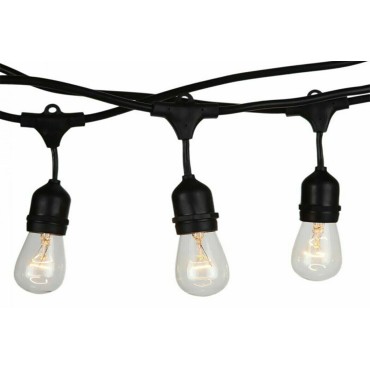 CATENA LUMINOSA CORDONIERA STRINGA NERA DA ESTERNO 10 METRI 10 LAMPADINE LUCE A SCELTA IP54