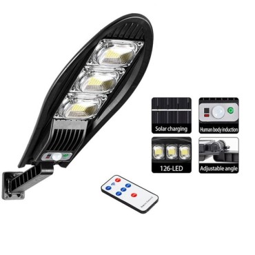 Lampione solare 126 LED sensore di movimento LUCE FREDDA 6500K TELECOMANDO IP65  W778B