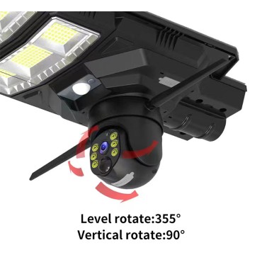 Lampione solare integrato 300W 175lm/w COMPLETO ALL-IN-ONE con telecamera HD 4G PTZ Ai 4mp