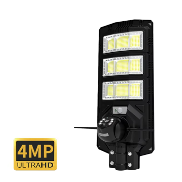 Lampione solare integrato 300W 175lm/w COMPLETO ALL-IN-ONE con telecamera HD 4G PTZ Ai 4mp