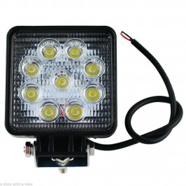 Faro 27W 9 LED Quadrato per AUTO JEEP BARCA 12V IP67