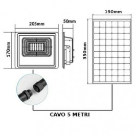 V-TAC VT-25W FARO LED 12W A BATTERIA CON PANNELLO SOLARE E TELECOMANDO Luce Bianco Fredda / Naturale