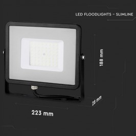 V-TAC PRO VT-50 FARO LED SMD 50W ULTRASOTTILE CHIP SAMSUNG DA ESTERNO COLORE NERO 4000 lm IP65 - SKU 406 / 407 / 408