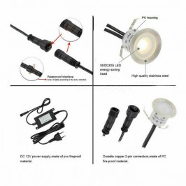 16x Faretti Incasso LED 12V Segnapasso Calpestabile Esterno IP67 + Trasformatore