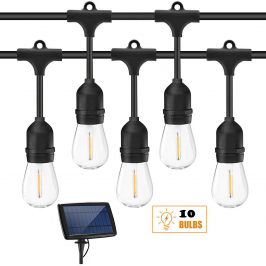 Catena Stringa Pannello Solare 10mt USB Ricaricabile 10 Lampade LED Calde IP65